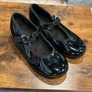 American Ballet Theatre Little Girl Tap Shoes Black Mary Jane Buckle Size 8.5